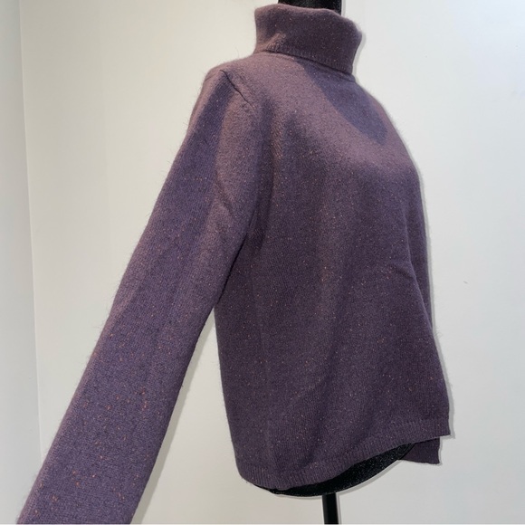 L.L.Bean Merino Wool Angora Turtleneck Sweater Purple Flecked Knit Size M - Picture 3 of 7